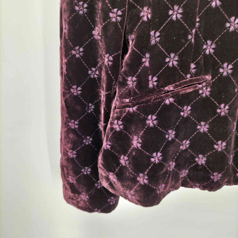 ローラアシュレイ LAURA ASHLEY ベロア花柄刺繍キルティング3Bジャケット レディース US:10