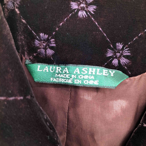 ローラアシュレイ LAURA ASHLEY ベロア花柄刺繍キルティング3Bジャケット レディース US:10