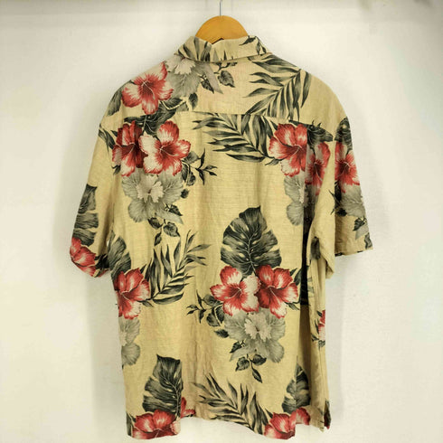 カリビアン Caribbean シルクレーヨン混 ボタニカル柄 S/S アロハシャツ メンズ import:L