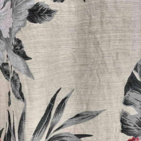 カリビアン Caribbean シルクレーヨン混 ボタニカル柄 S/S アロハシャツ メンズ import:L