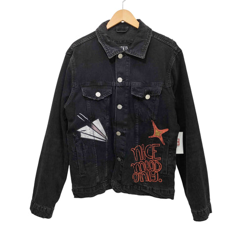 ザラ ZARA ペイント ダメージ加工 デニムジャケット メンズ import:M