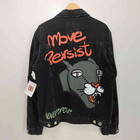 ザラ ZARA ペイント ダメージ加工 デニムジャケット メンズ import:M
