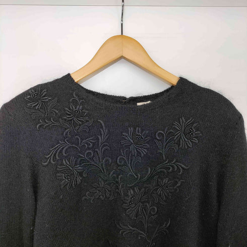Soirée DeHiromi ソワレ・ド・ヒロミ 花刺繍 シルクブレンド ウールニットセーター レディース