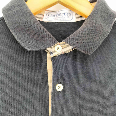 バーバリーズ BURBERRYS 80-90s OLD ホースロゴ刺繍 ノバチェックライン 半袖ポロシャツ メンズ import:M