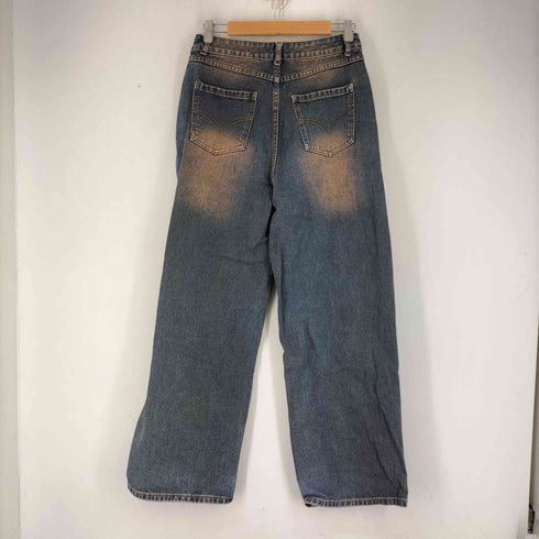 カットデザイン ワイドデニムパンツ レディース