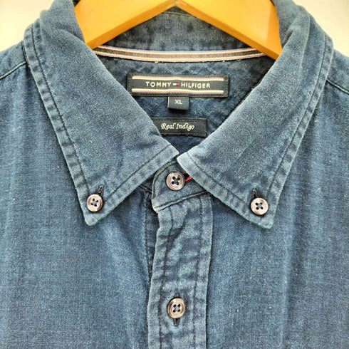 トミーヒルフィガー TOMMY HILFIGER Real Indigo コットン 裏地チェック ボタンダウンシャツ メンズ JPN:XL