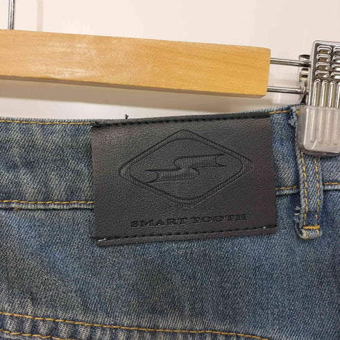 SMARTTOOTH ダメージ加工 切替デザイン バレルレッグ デニム パンツ レディース JPN:S