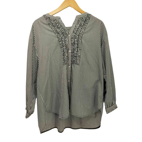 インディヴィ INDIVI 25SS 胸元タックフリル長袖ブラウス レディース JPN:13号