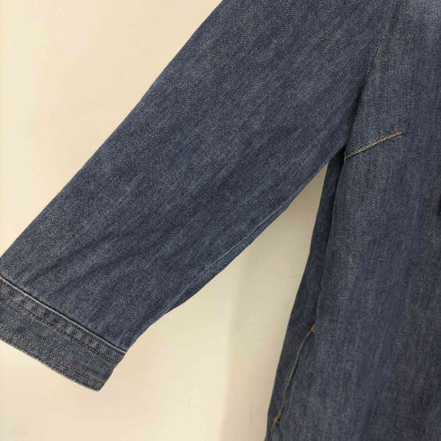 バーバリーブルーレーベル BURBERRY BLUE LABEL 裏地ノバチェック ワンポイント刺繍 フリル デニムワンピース レディース JPN:36