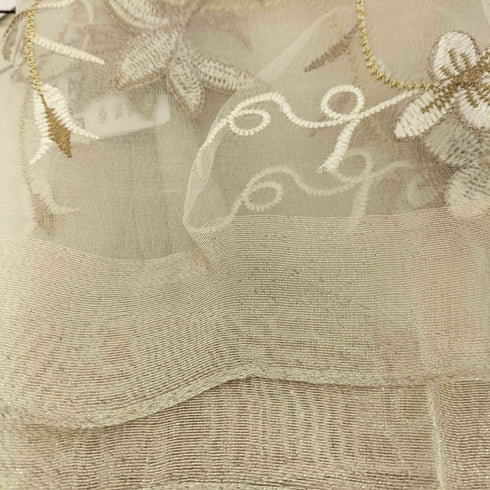 Sawa a la mode ラメ シアー フラワー刺繍 大判 ストール レディース FREE