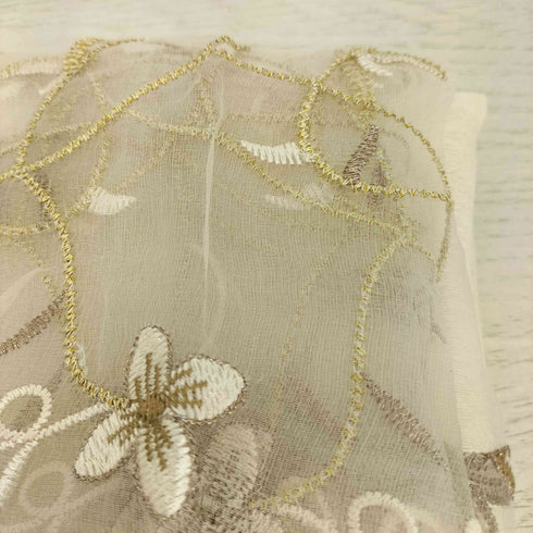 Sawa a la mode ラメ シアー フラワー刺繍 大判 ストール レディース FREE
