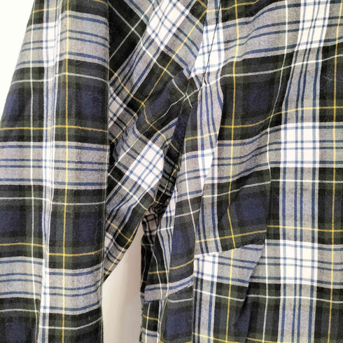 エディーバウアー Eddie Bauer 00s 緑タグ タータンチェック L/S フリンジシャツ レディース import:M