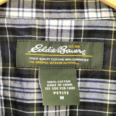 エディーバウアー Eddie Bauer 00s 緑タグ タータンチェック L/S フリンジシャツ レディース import:M