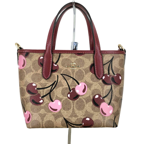 コーチ COACH ミニ トート バッグ・シグネチャー キャンバス・チェリー プリント レディース