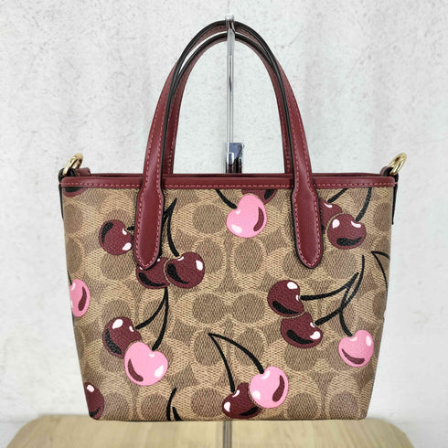 コーチ COACH ミニ トート バッグ・シグネチャー キャンバス・チェリー プリント レディース