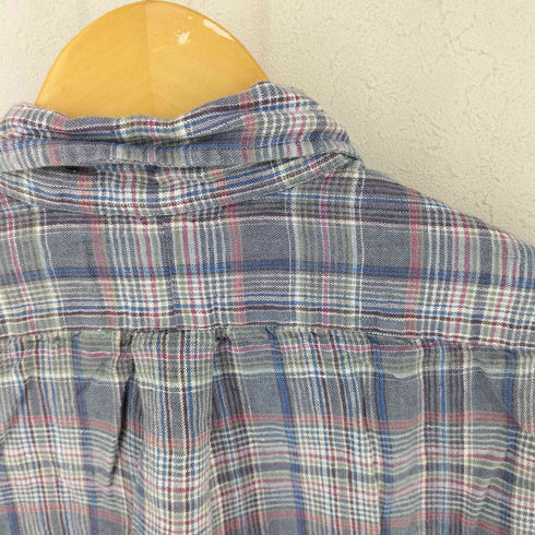 ラルフローレン RALPH LAUREN CUSTOM FIT リネン100 チェック S/S ボタンダウンシャツ メンズ L