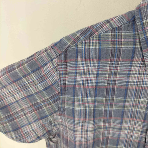 ラルフローレン RALPH LAUREN CUSTOM FIT リネン100 チェック S/S ボタンダウンシャツ メンズ L