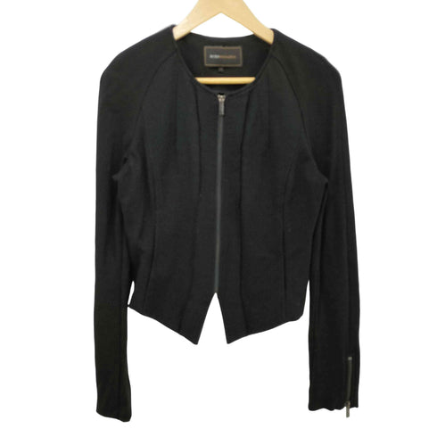 ビーシービージーマックスアズリア BCBG MAXAZRIA 切替デザインノーカラーライダースジャケット レディース import:S