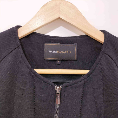ビーシービージーマックスアズリア BCBG MAXAZRIA 切替デザインノーカラーライダースジャケット レディース import:S