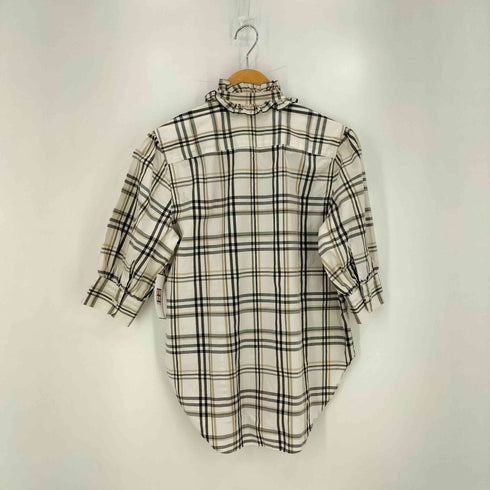 ポロラルフローレン POLO RALPH LAUREN Relaxed Fit Plaid Puff-Sleeve Shirt 現行タグ チェック フリルカラー 七分袖 パフスリーブシャツ レディース US:0-2