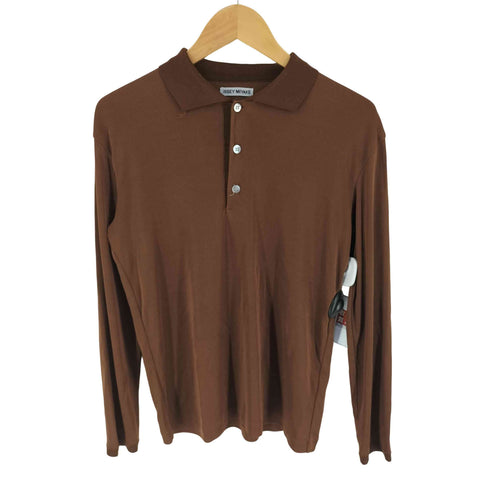 イッセイミヤケ ISSEY MIYAKE 96SS レーヨンポリ L/S ポロシャツ レディース M