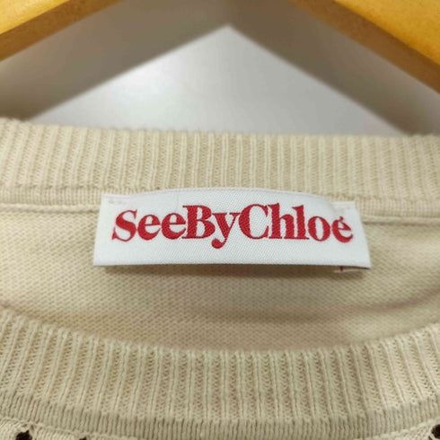 シーバイクロエ SEE BY CHLOE マルチボーダーデザインラグランコットンニットトップス レディース FR:36