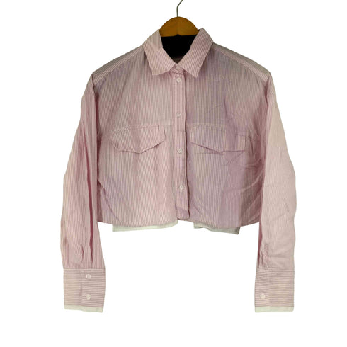ザラ ZARA クロップド ストライプシャツ レディース import:XS