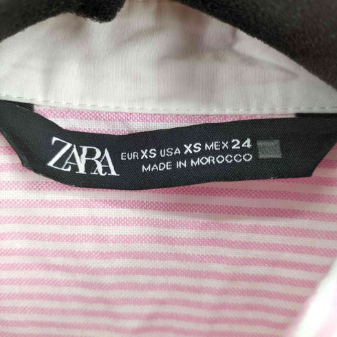 ザラ ZARA クロップド ストライプシャツ レディース import:XS