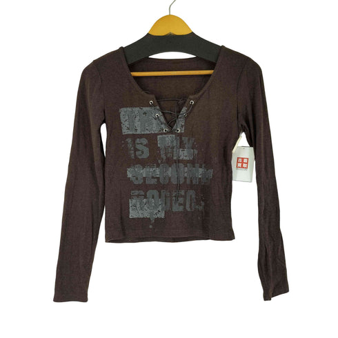 レースアップデザイン L/S カットソー Y2K レディース