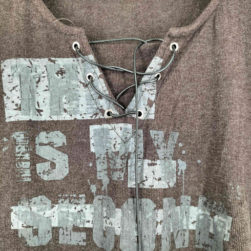 レースアップデザイン L/S カットソー Y2K レディース