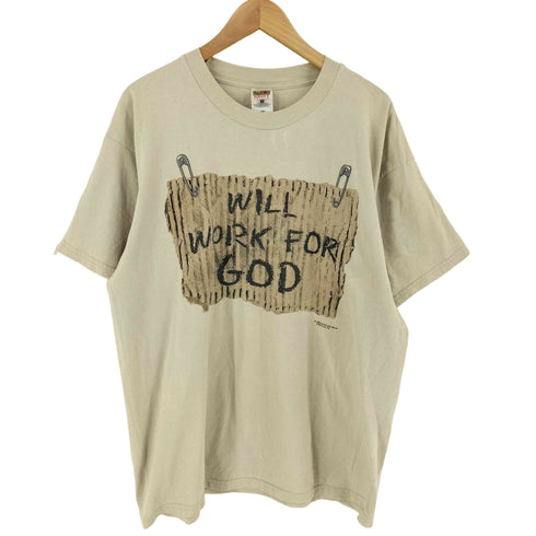 フルーツオブザルーム FRUIT OF THE LOOM 90s WILL WORK FOR GOD プリント Tシャツ メンズ XL