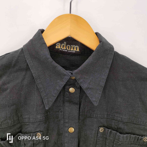 adom Free Style 90~00s リネン ビスコース スナップボタン 半袖 シャツ レディース