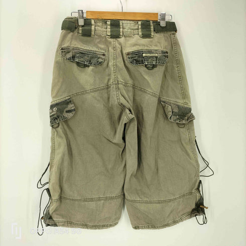EURO JEANZ 90-00S OLD 立体裁断 迷彩 カモ ドローコード ギミック ポケット カーゴ ジョーツ ショーツ クロップド パンツ Y2K メンズ W32 L19
