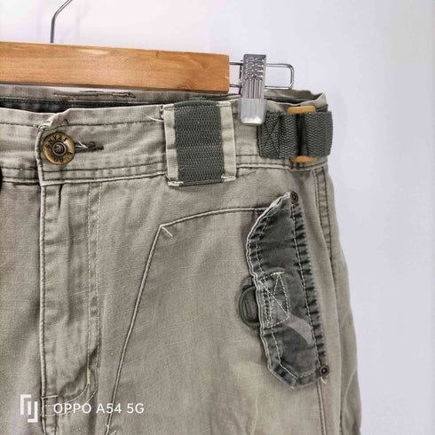 EURO JEANZ 90-00S OLD 立体裁断 迷彩 カモ ドローコード ギミック ポケット カーゴ ジョーツ ショーツ クロップド パンツ Y2K メンズ W32 L19