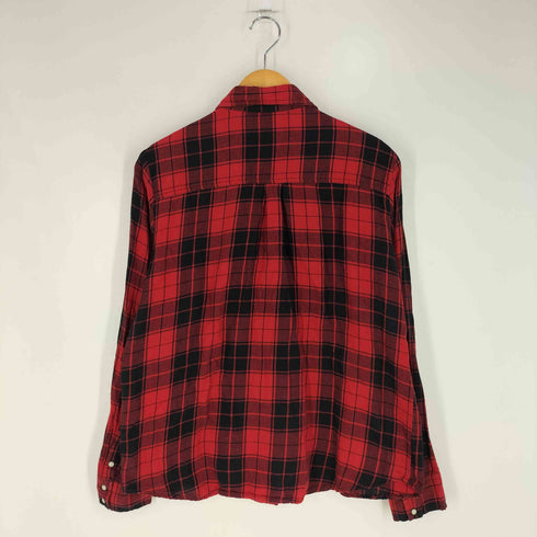 ザラ ZARA フラワービジュー スナップボタン チェックL/Sシャツ レディース import:L