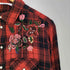 ザラ ZARA フラワービジュー スナップボタン チェックL/Sシャツ レディース import:L