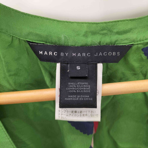 マークバイマークジェイコブス Marc by Marc Jacobs シルク 100% ワンピース 鳥柄 総柄 アニマル ノースリーブ ワンピース ウエストリボン レディース import:S