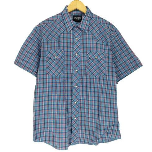 ラングラー Wrangler チェック柄 半袖 ウエスタンシャツ メンズ import:L