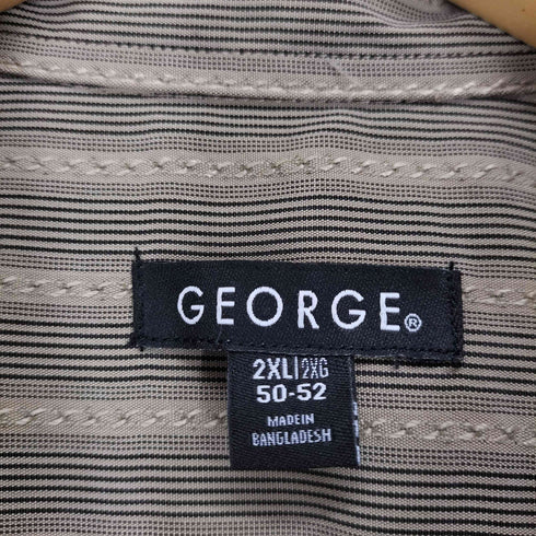 ジョージ GEORGE ストライプ柄 半袖 ポケットシャツ メンズ 2XL