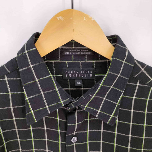ペリーエリスポートフォリオ PERRY ELLIS PORTFOLIO コットン チェック シャツ メンズ import:XL