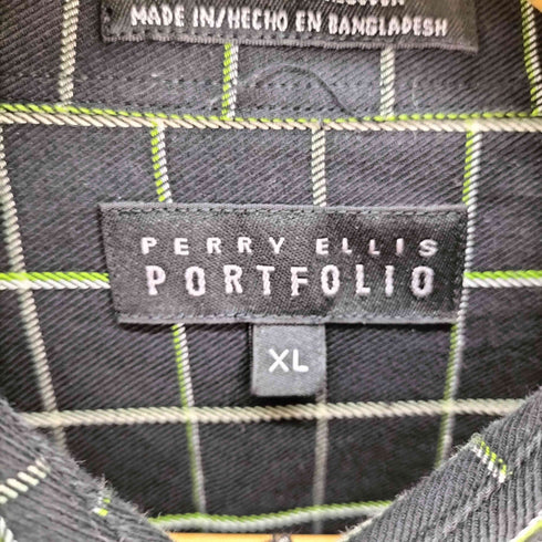 ペリーエリスポートフォリオ PERRY ELLIS PORTFOLIO コットン チェック シャツ メンズ import:XL