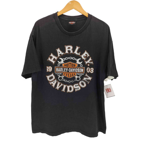 ハーレーダビッドソン HARLEY-DAVIDSON メキシコ製 コピーライト 2019 両面プリント スカル クルーネック S/S Tシャツ メンズ import:XL