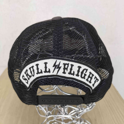 スカルフライト SKULL FLIGHT ダメージ加工 ロゴ刺繍メッシュキャップ メンズ FREE