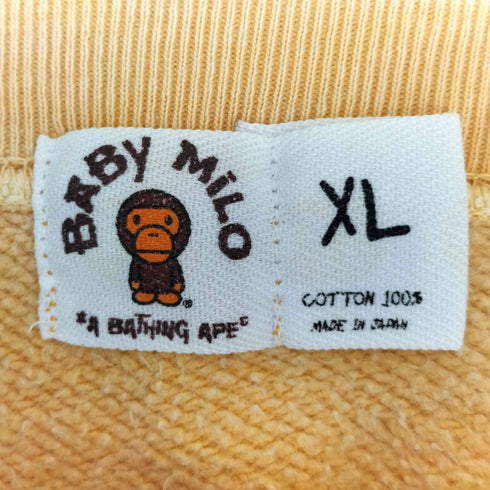 アベイシングエイプ A BATHING APE BABY MILO 00s NIGO期 A.S.N.K.A フロントプリント ラグラン 半袖スウェット メンズ JPN:XL