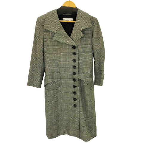 クリスチャンディオール Christian Dior OLD グレンチェック ロング チェスター コート レディース JPN:11号