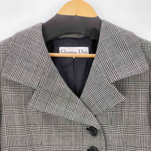 クリスチャンディオール Christian Dior OLD グレンチェック ロング チェスター コート レディース JPN:11号