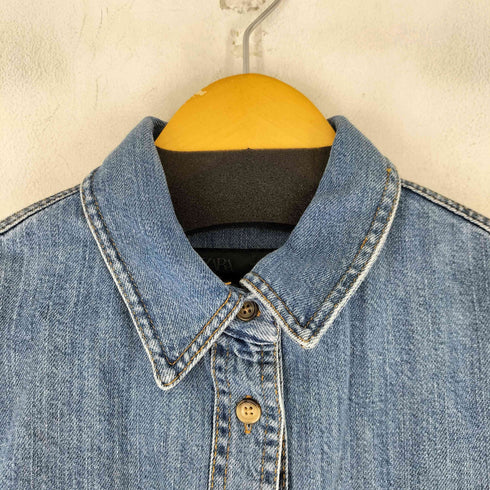 ザラ ZARA ダブルポケット デニムシャツ レディース import:M