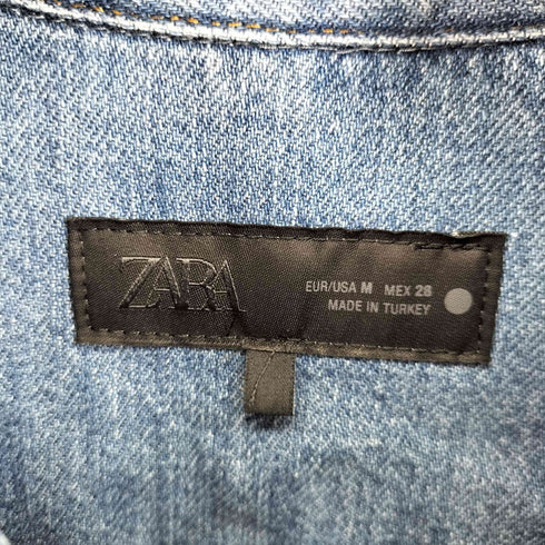 ザラ ZARA ダブルポケット デニムシャツ レディース import:M