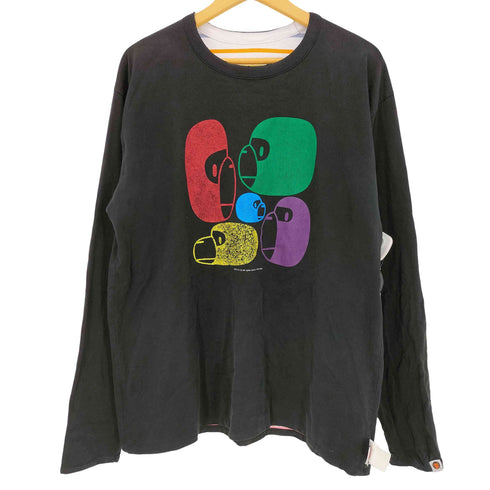アベイシングエイプ A BATHING APE BABY MILO 90-00s NIGO期 リバーシブル ボーダー フロントプリント 長袖カットソー メンズ JPN:XL