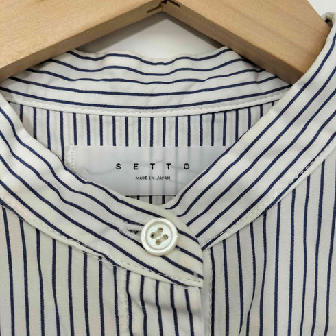 SETTO BASIC SHIRT ストライプ バンドカラー シャツ レディース JPN:M